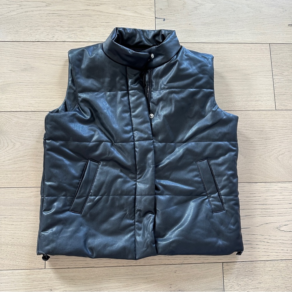 Freshman Kids’ Quilted Faux Leather Vest In Black